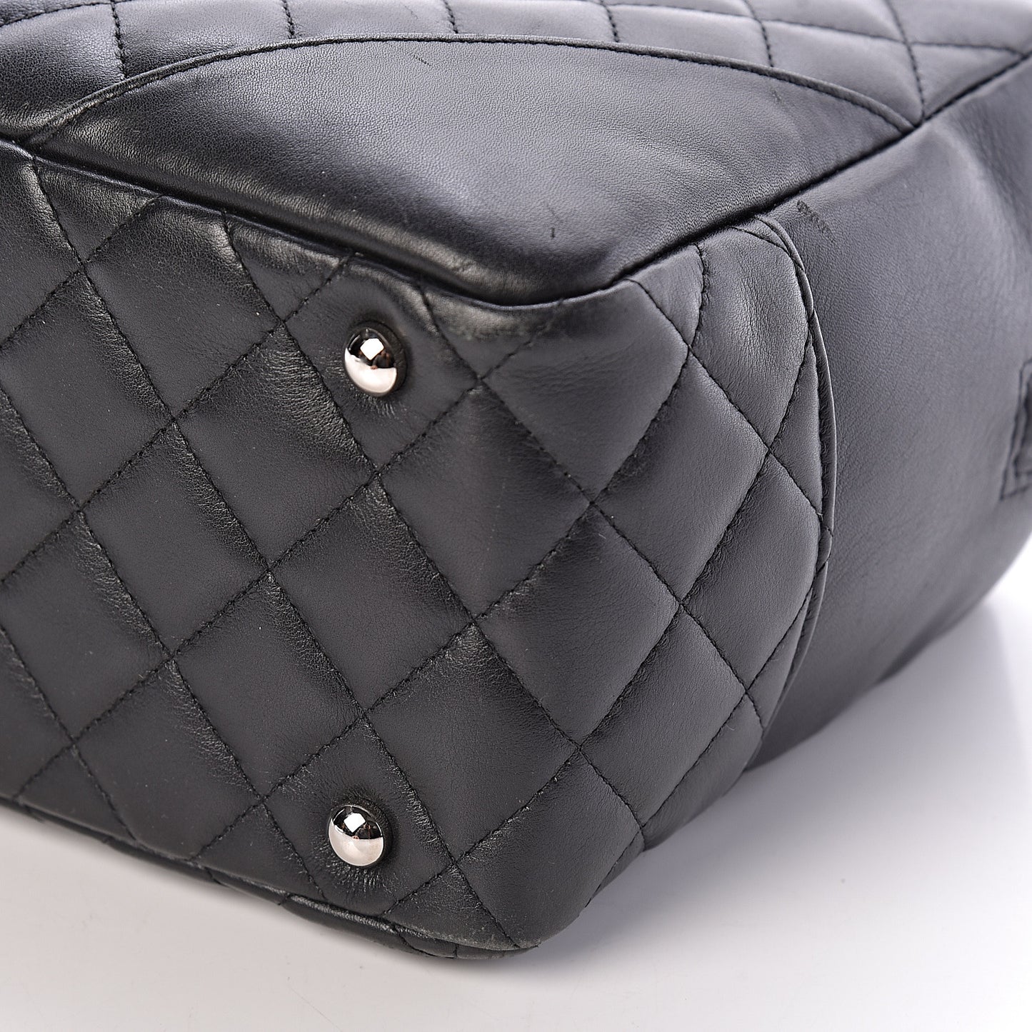 Calfskin Quilted Large Cambon Bowler Black