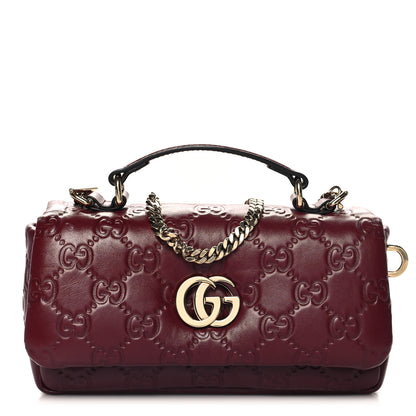 Gucci Lambskin Embossed Mini GG Milano Top Handle Shoulder Bag Rosso Ancora 1 of 10