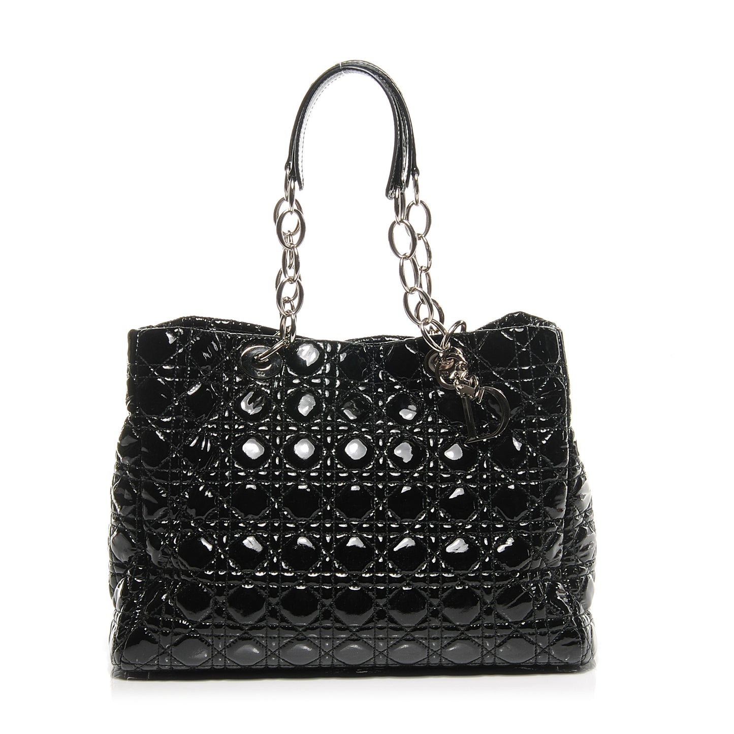 Patent Cannage Dior Soft Shopping Tote Black