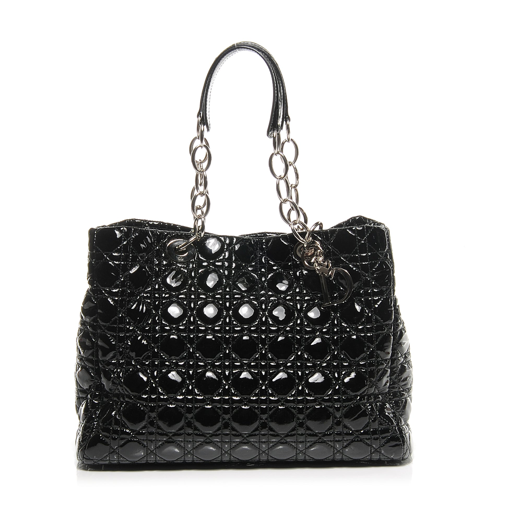 Christian Dior Patent Cannage Dior Soft Shopping Tote Black 1 of 7