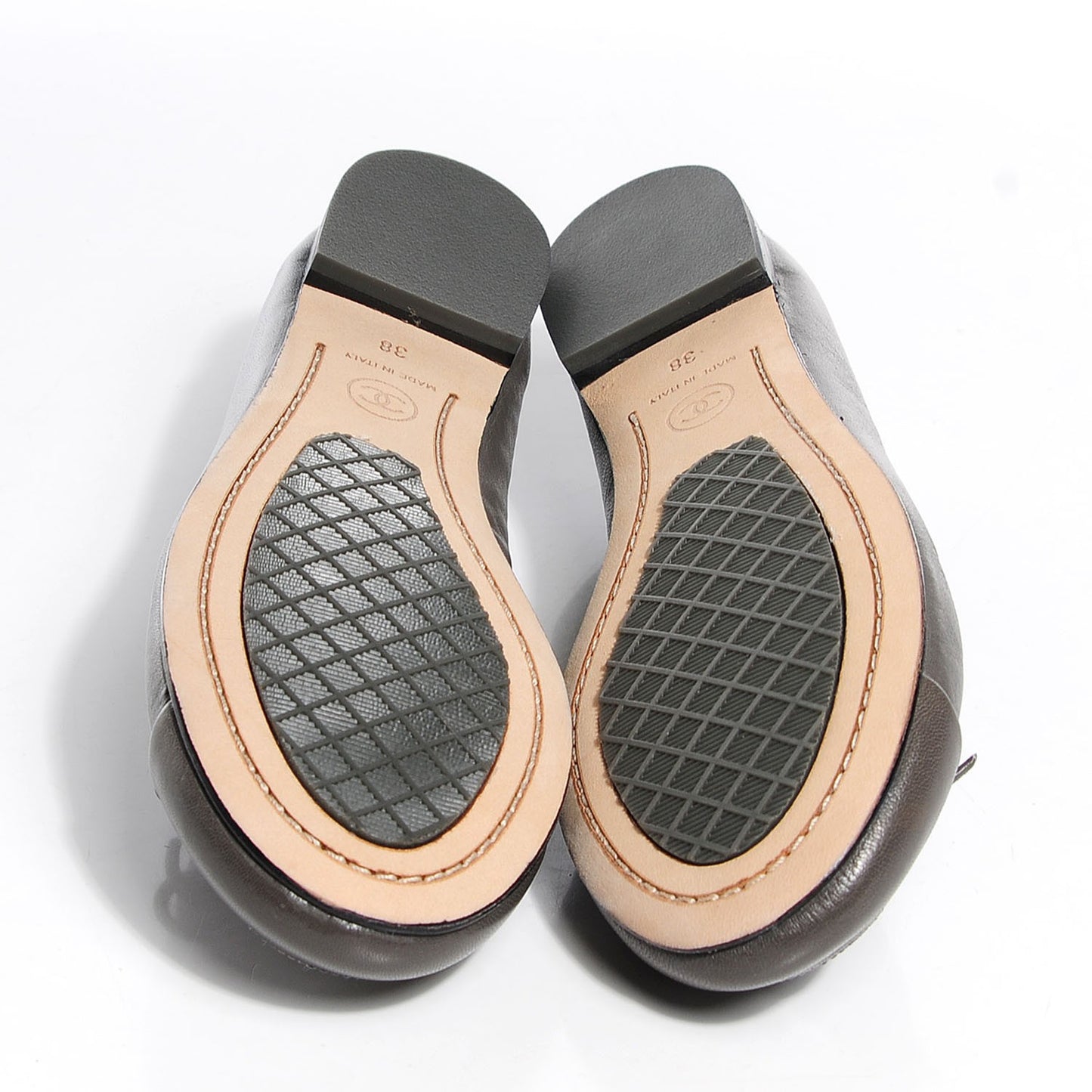 Lambskin Cap Toe CC Ballerina Flats 38 Grey