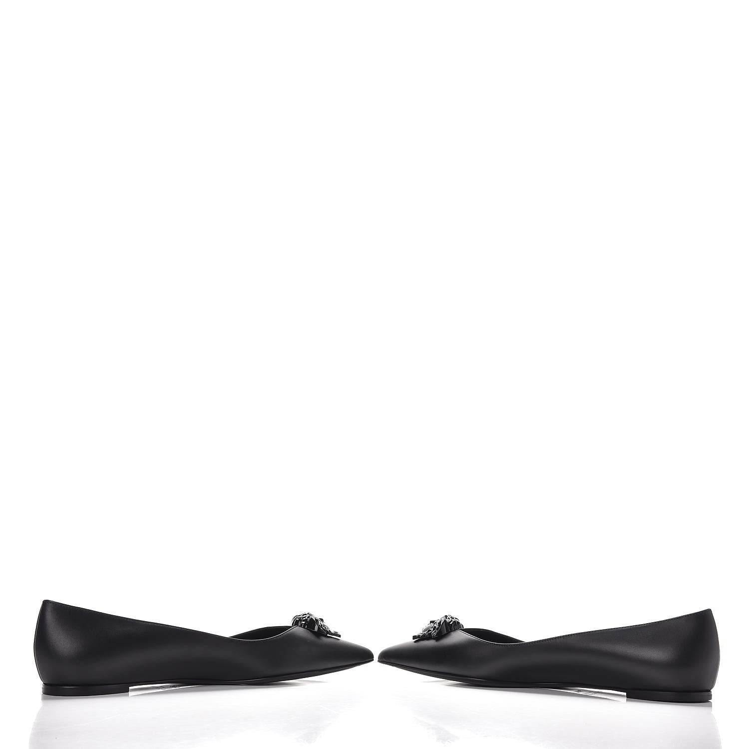 Versace Calfskin Palazzo Ballerina Flats 39.5 Black 6 of 11