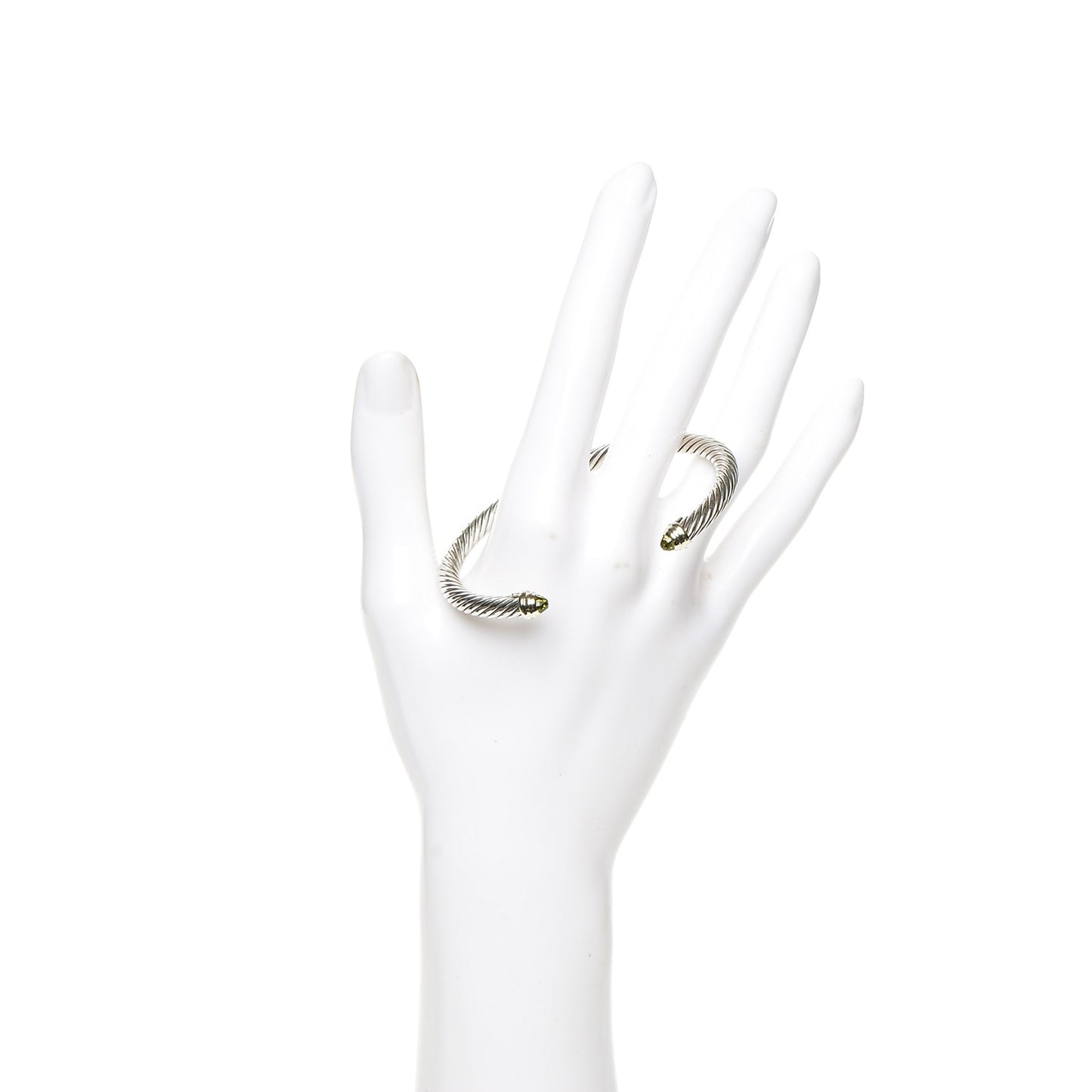 Sterling Silver 14K Yellow Gold Peridot 5mm Cable Classics Bracelet