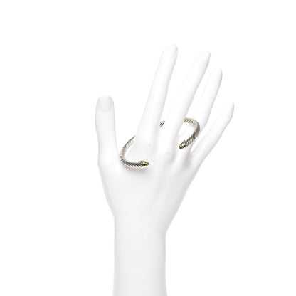 David Yurman Sterling Silver 14K Yellow Gold Peridot 5mm Cable Classics Bracelet 2 of 4