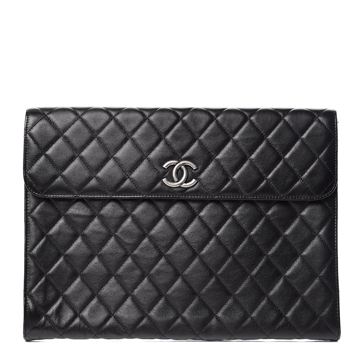 Calfskin Quilted Document Portfolio Holder Black