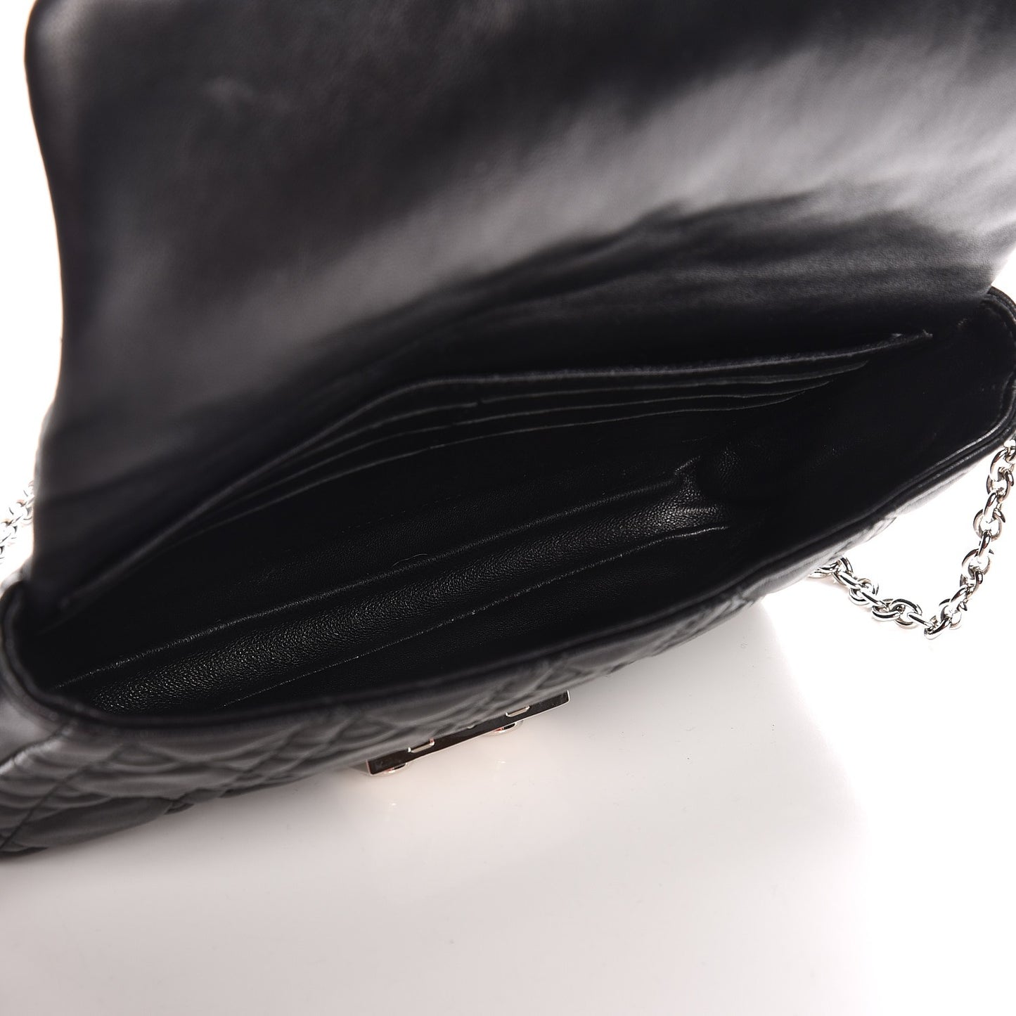 Lambskin Cannage New Lock Pouch Black