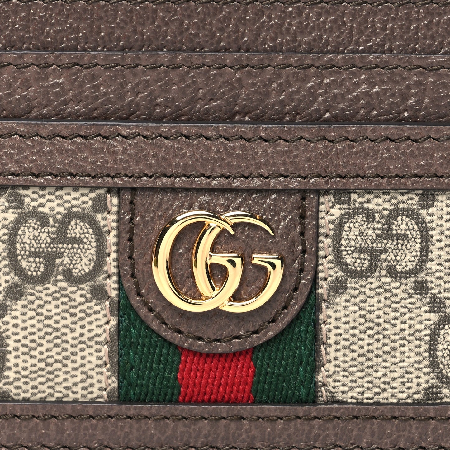 GG Supreme Monogram Ophidia Card Holder Brown