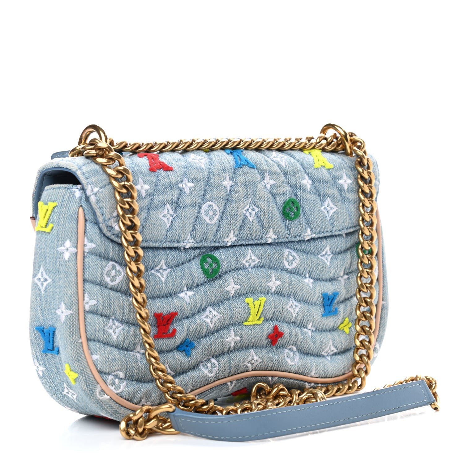 Louis Vuitton Embroidered Monogram Denim New Wave Chain MM 3 of 9