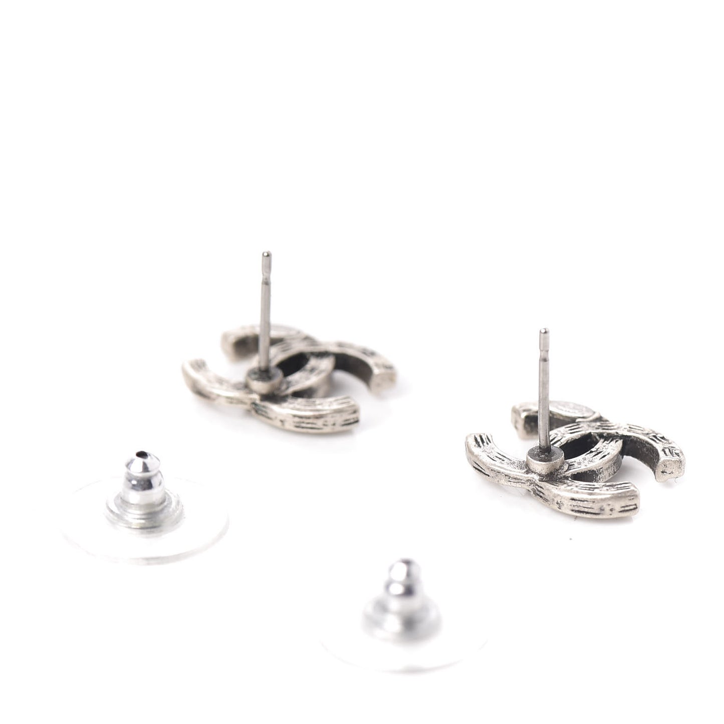 Crystal Royal Flush CC Stud Earrings Silver