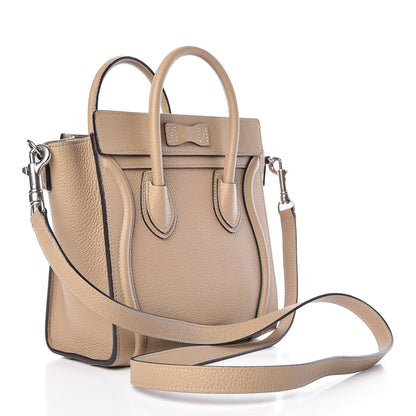 Celine Drummed Calfskin Nano Luggage Dune 3 of 10