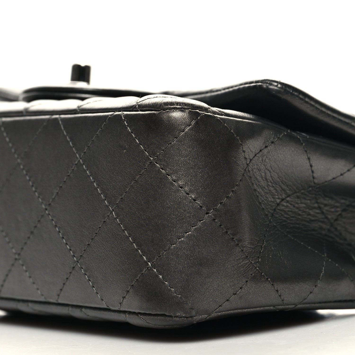 Chanel Iridescent Calfskin Quilted Mini Rectangular Flap Charcoal Grey 10 of 12
