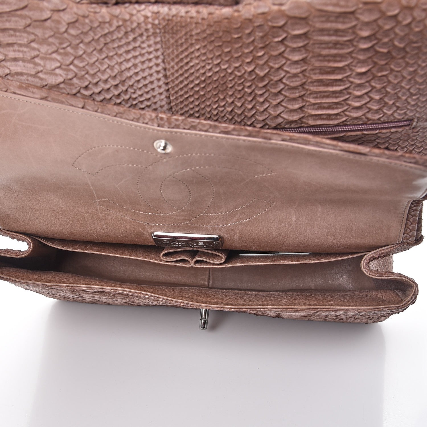 Chanel Python Jumbo Double Flap Tawny 6 of 16