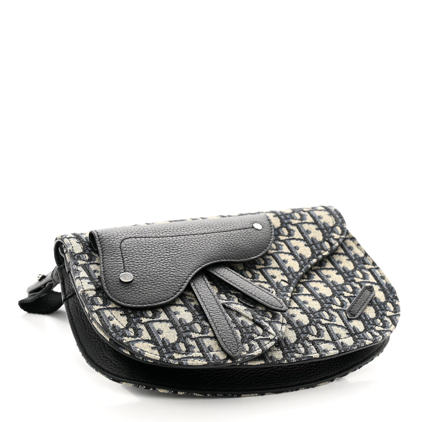 Oblique Saddle Messenger Pouch Beige Black