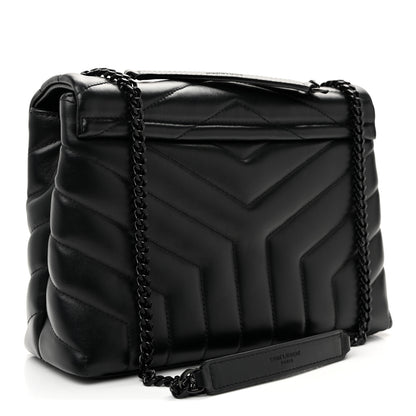 Saint Laurent Calfskin Y Quilted Monogram Monochrome Small Loulou Chain Satchel  Black 3 of 9