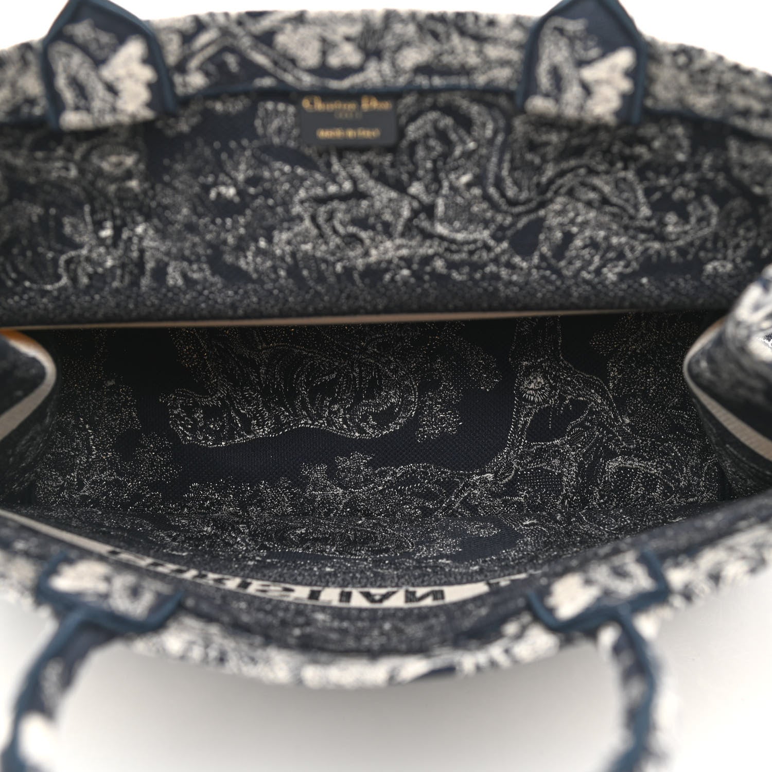 Christian Dior Canvas Embroidered Large Dioriviera Toile De Jouy Reverse Book Tote Blue 5 of 9