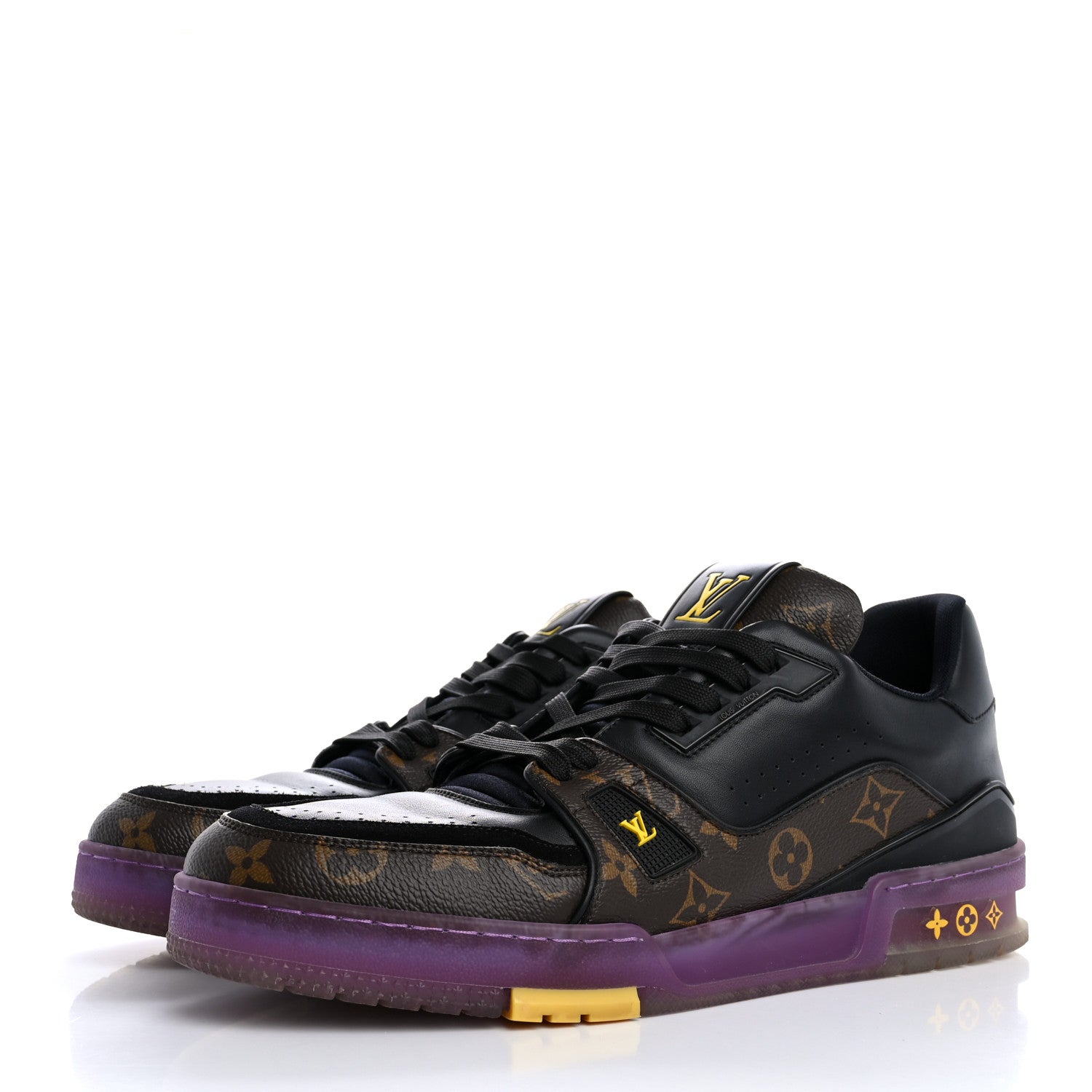 Louis Vuitton Monogram Calfskin Mens LV Trainer Sneaker 9 Black Purple 4 of 10