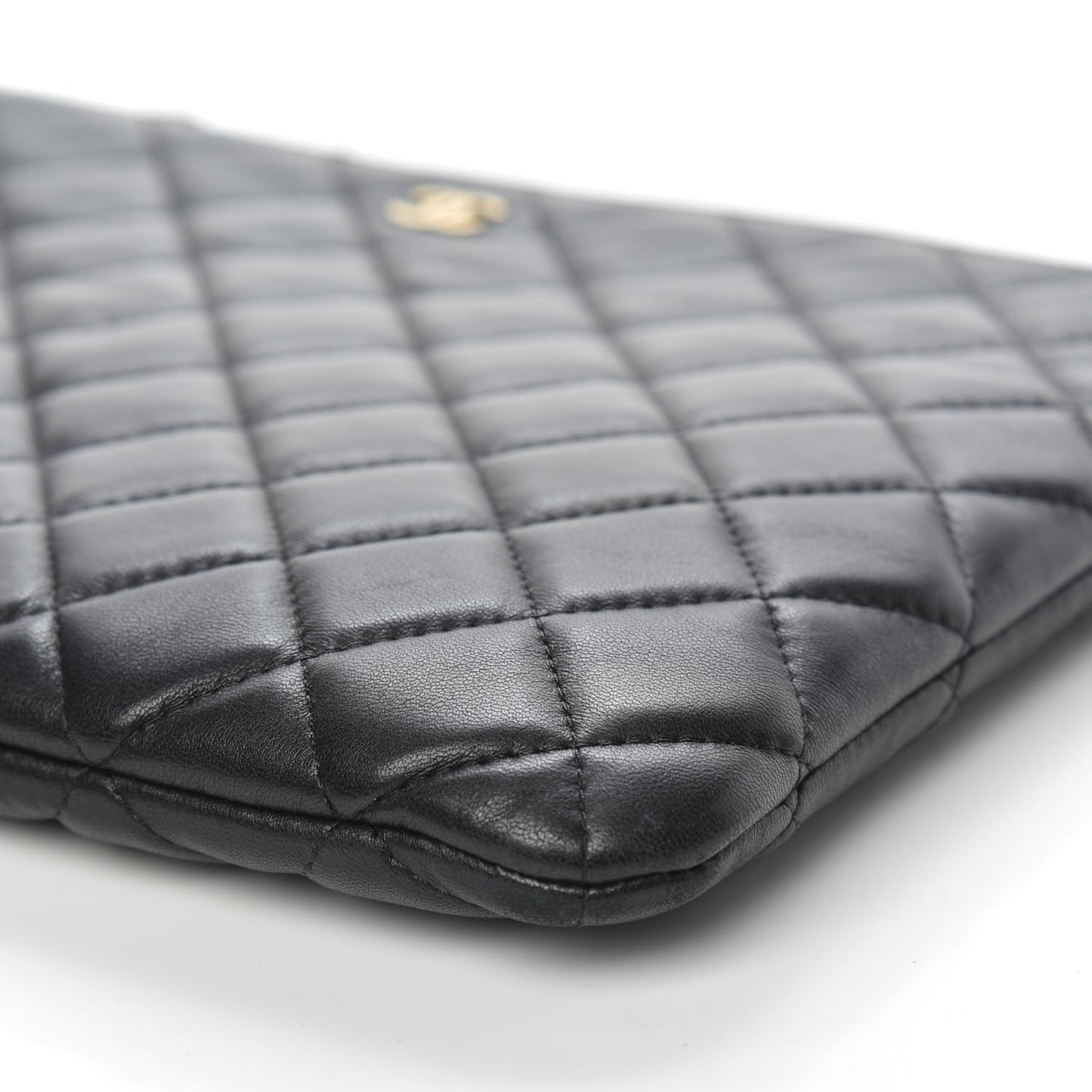 Lambskin Quilted Medium Cosmetic Case Black