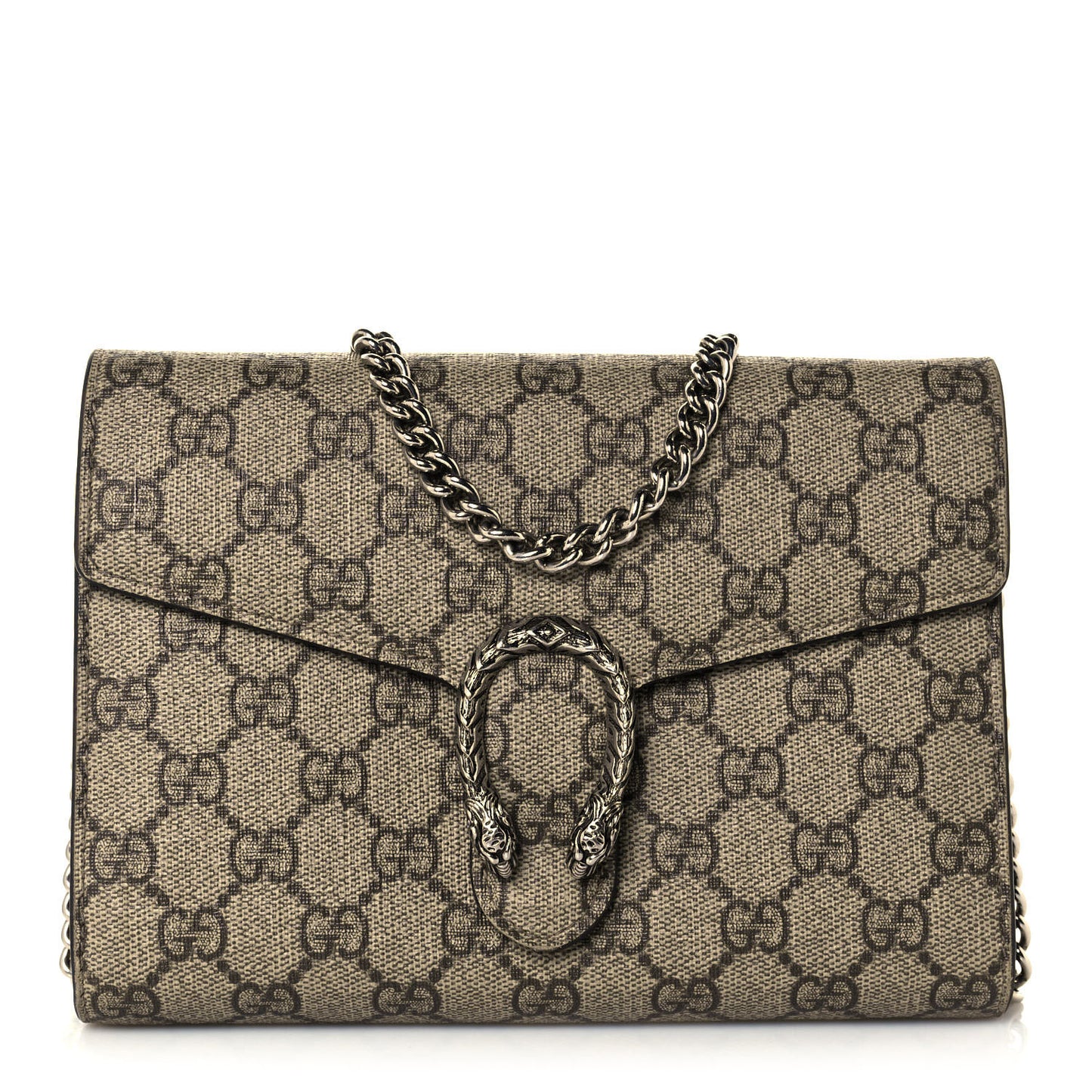 GG Supreme Monogram Mini Dionysus Chain Wallet Beige Taupe