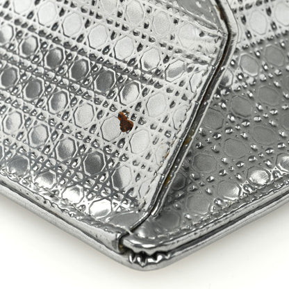 Christian Dior CHRISTIAN DIOR Metallic Patent Micro-Cannage Medium Diorama Flap Bag Silver 9 of 9