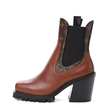 Louis Vuitton Calfskin Monogram Limitless Ankle Boots 38 Cognac 1 of 11
