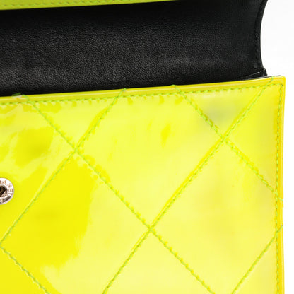 Chanel Patent Stitched CC Flap Wallet Clutch Yellow 12 of 15