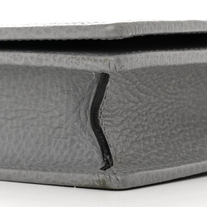 Gucci Dollar Calfskin Enamel Monochrome Mini GG Marmont Chain Wallet Deep Grey 9 of 10