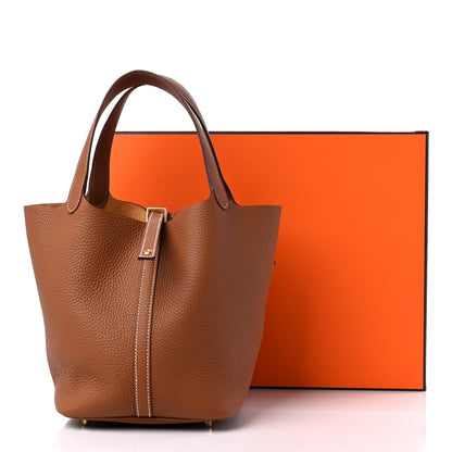 Hermes Taurillon Clemence Picotin Lock 22 MM Gold 12 of 12