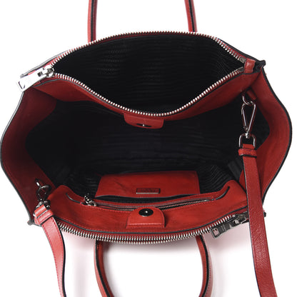 Prada Glace Calf Twin Pocket Tote Fuoco 5 of 14