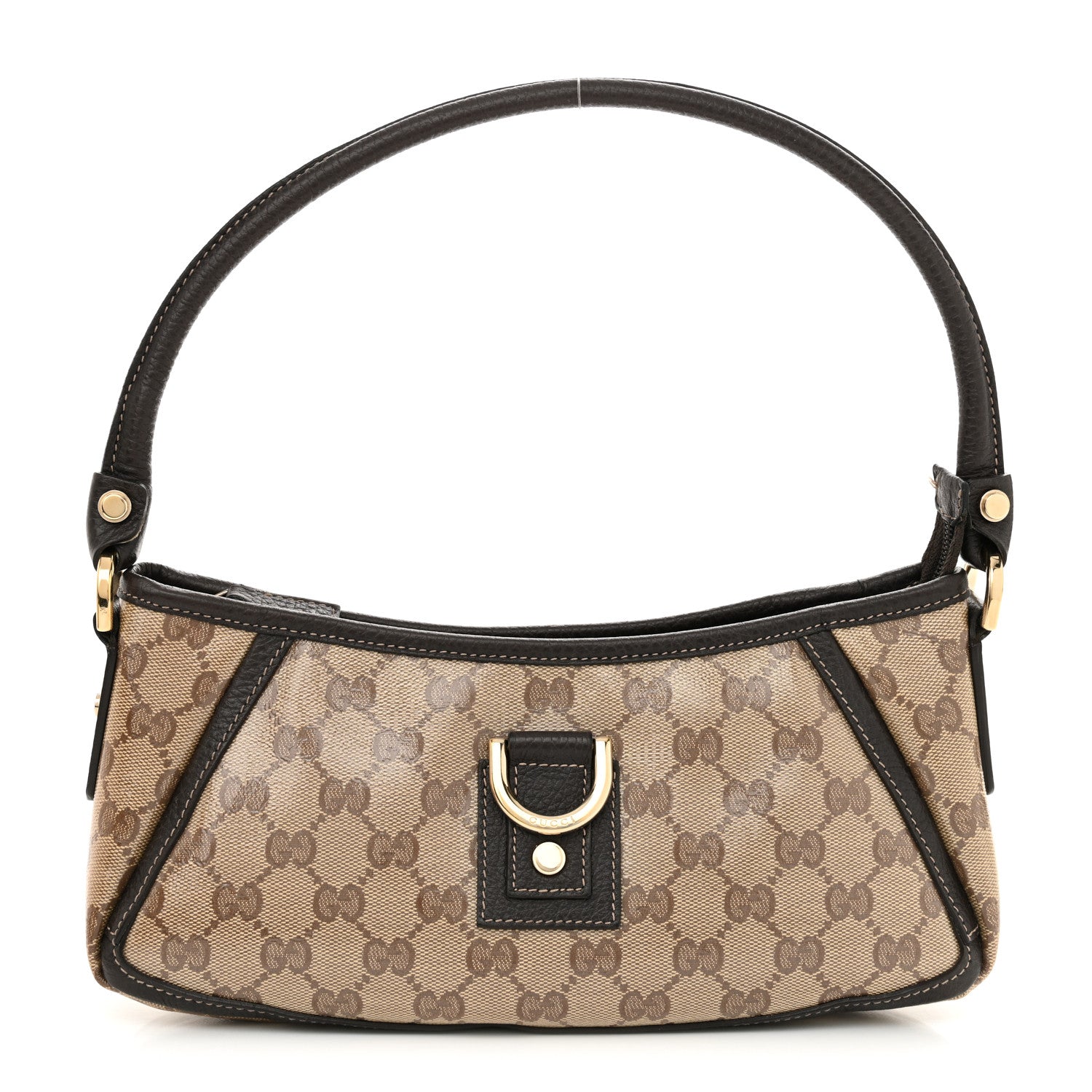 Gucci Crystal Monogram Small D Ring Gold Hobo Brown 1 of 13