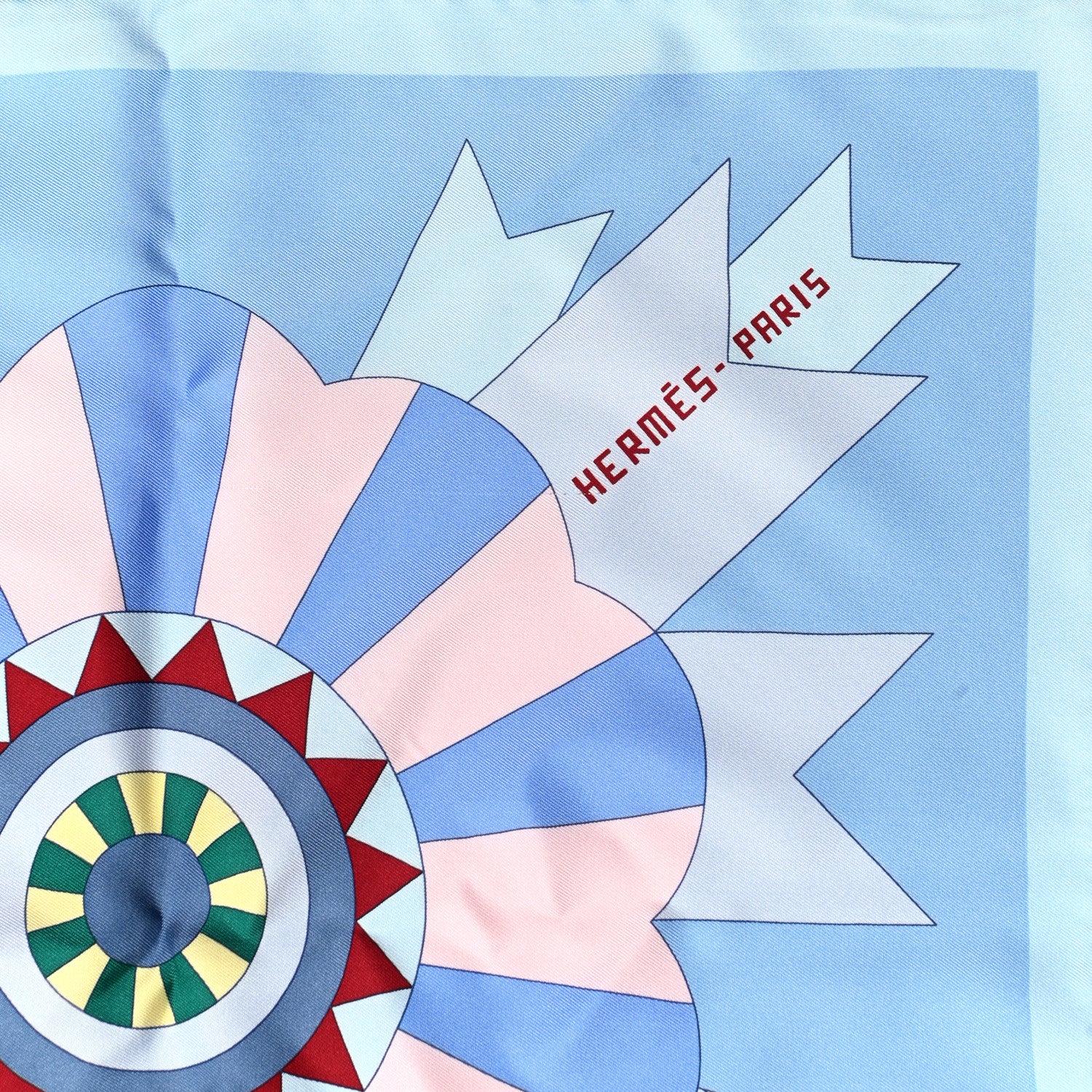 Hermes Silk Cheval de Fette Scarf 90 Bleu Ciel Vert Rose 2 of 6