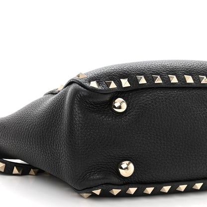 Valentino Garavani Pebbled Calfskin Mini Rockstud Tote Black 8 of 9