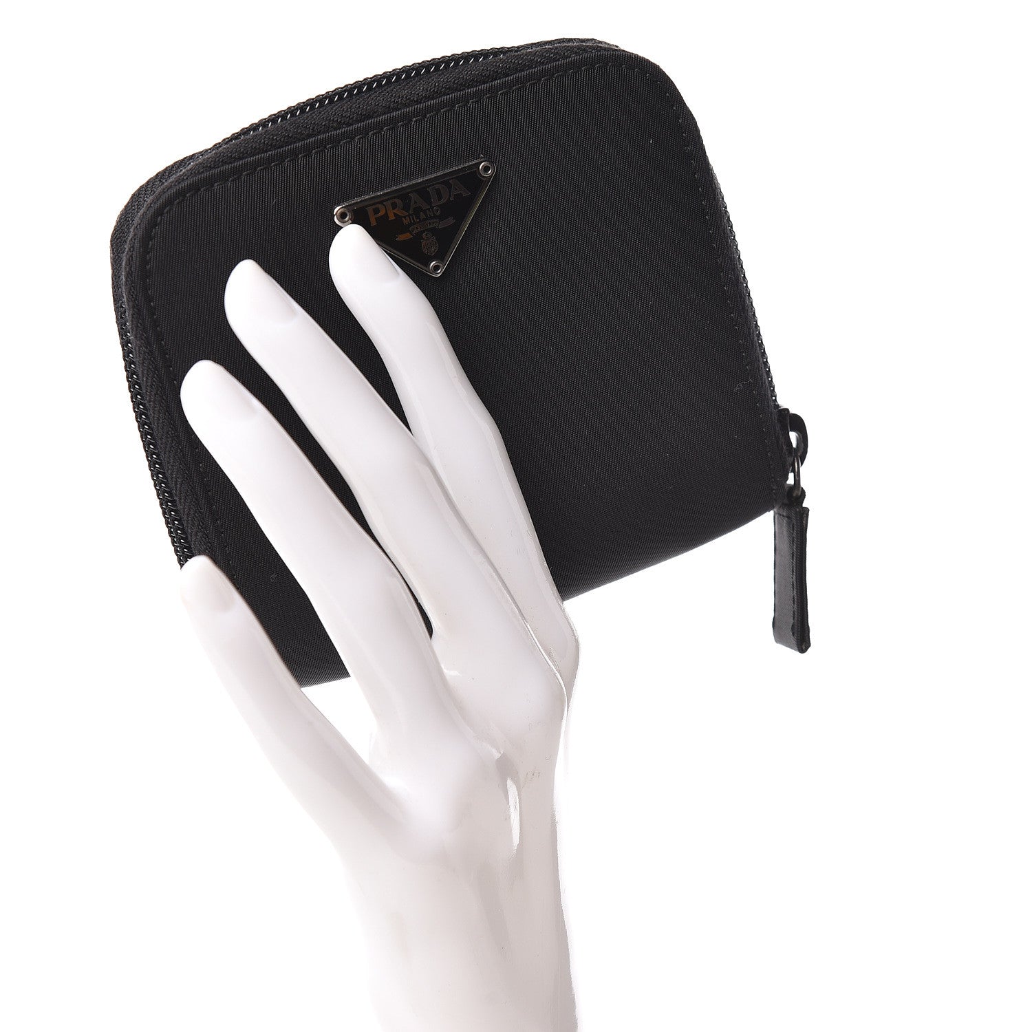 Prada Tessuto Nylon Compact Zip Around Wallet Black 2 of 9