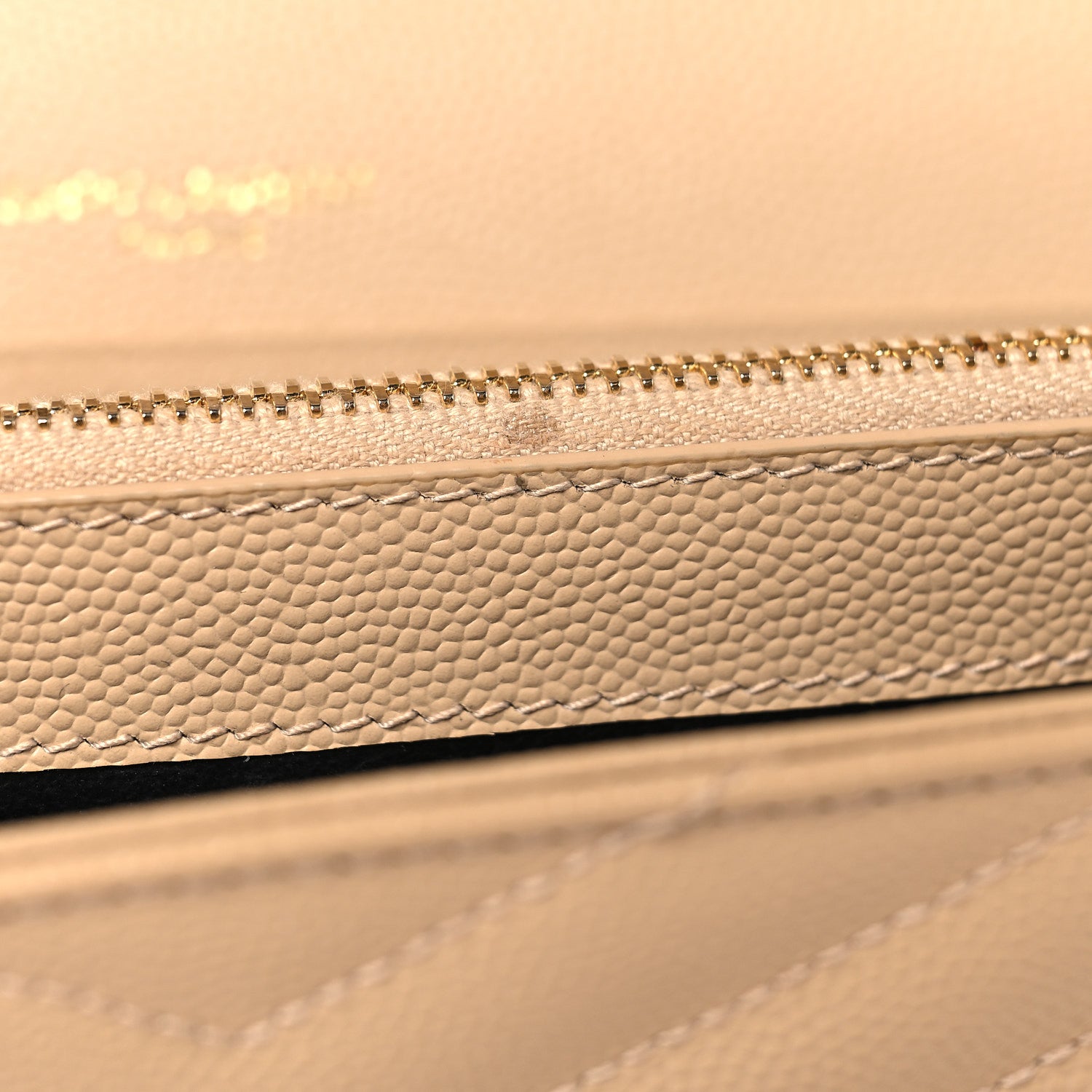 Saint Laurent Grain De Poudre Matelasse Chevron Monogram Chain Wallet Nude Powder 12 of 14