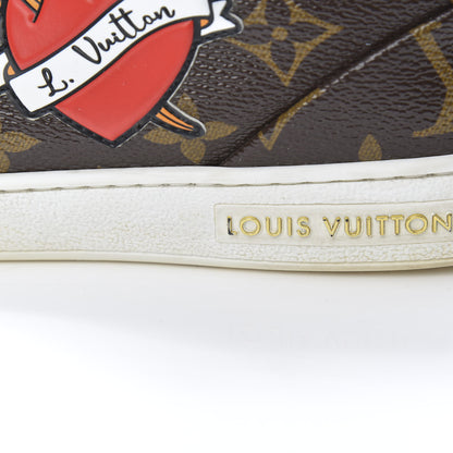 Louis Vuitton Calfskin Monogram LV Black Heart Sneakers 38.5 Cacao 10 of 10