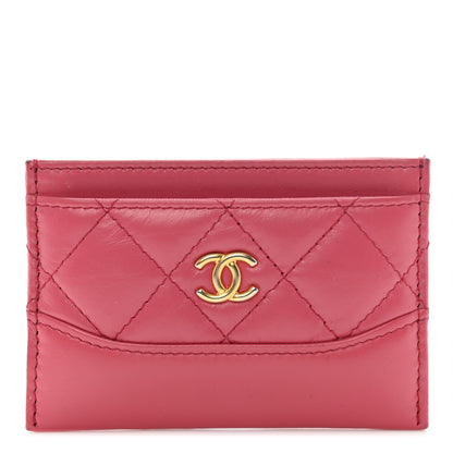 Chanel Aged Calfskin Quilted Gabrielle Card Holder Wallet Dark Pink 1 of 9