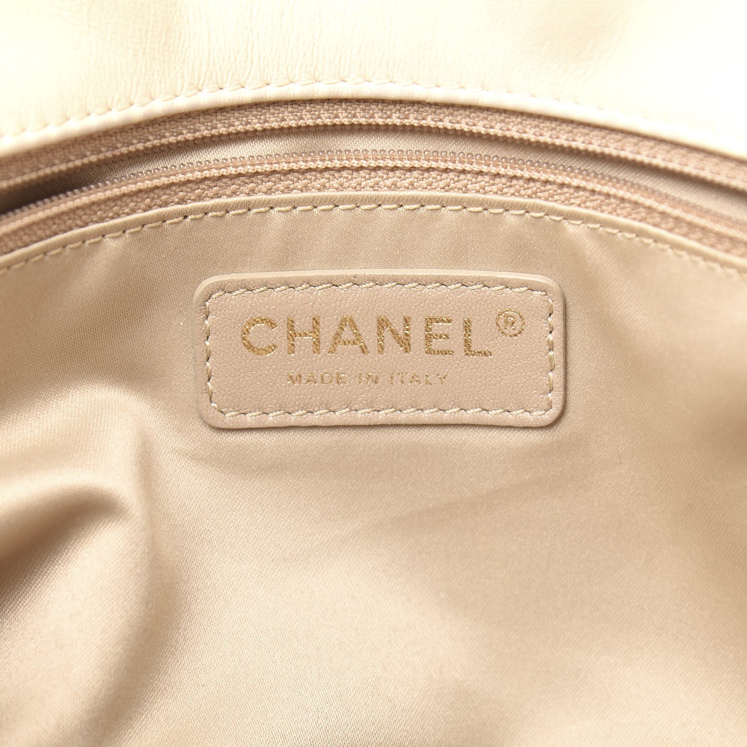 Chanel Calfskin Surpique Chevron Large Flap Beige 7 of 19