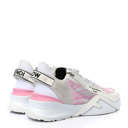Fendi X SARAH COLEMAN Nylon Suede Lycra FF Vertigo Fendi Flow Low Top Sneakers 35.5 Transparent Rosa White 4 of 11