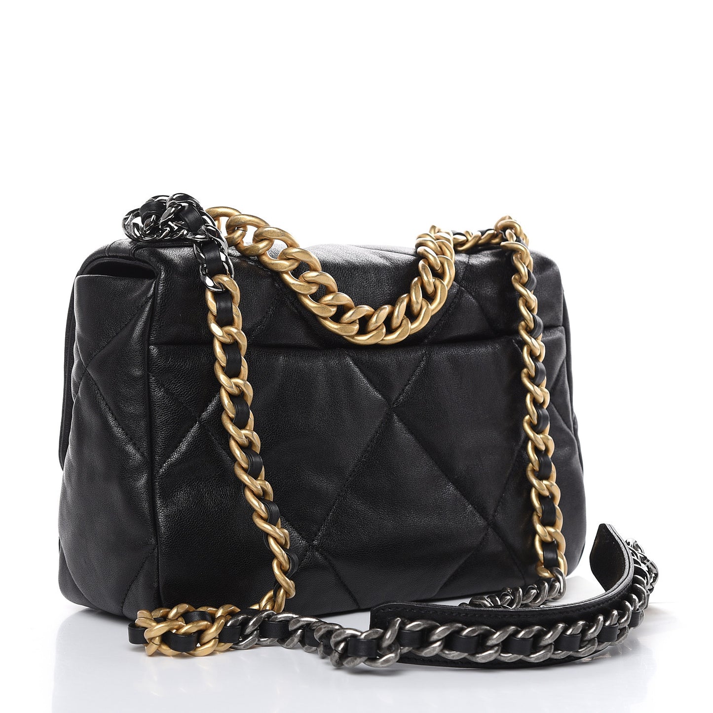 Lambskin Quilted Medium 19 Flap Black