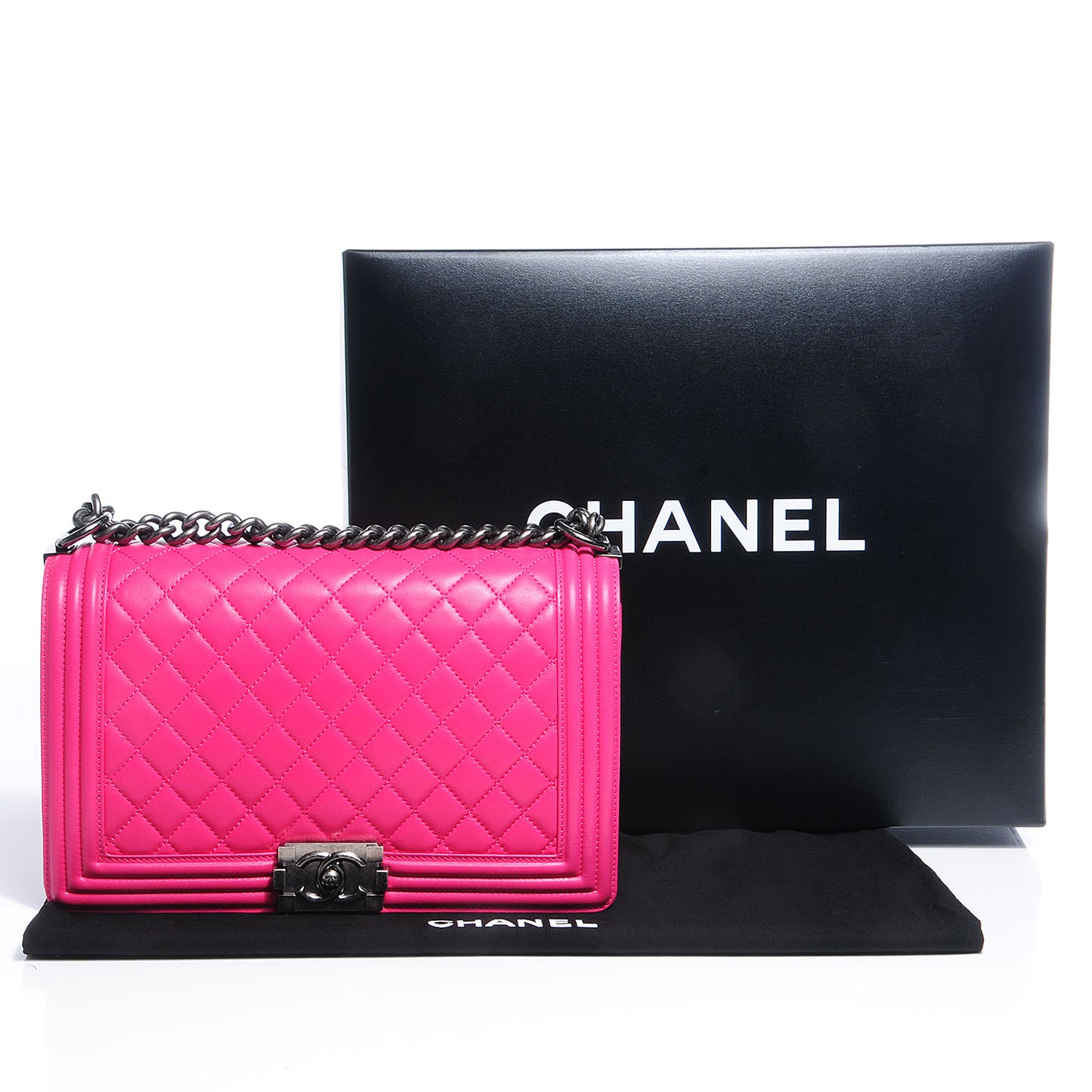 Lambskin New Medium Boy Flap Dark Pink