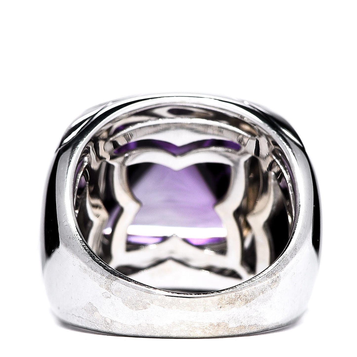 18K White Gold Amethyst Piramide Ring 49 4.75