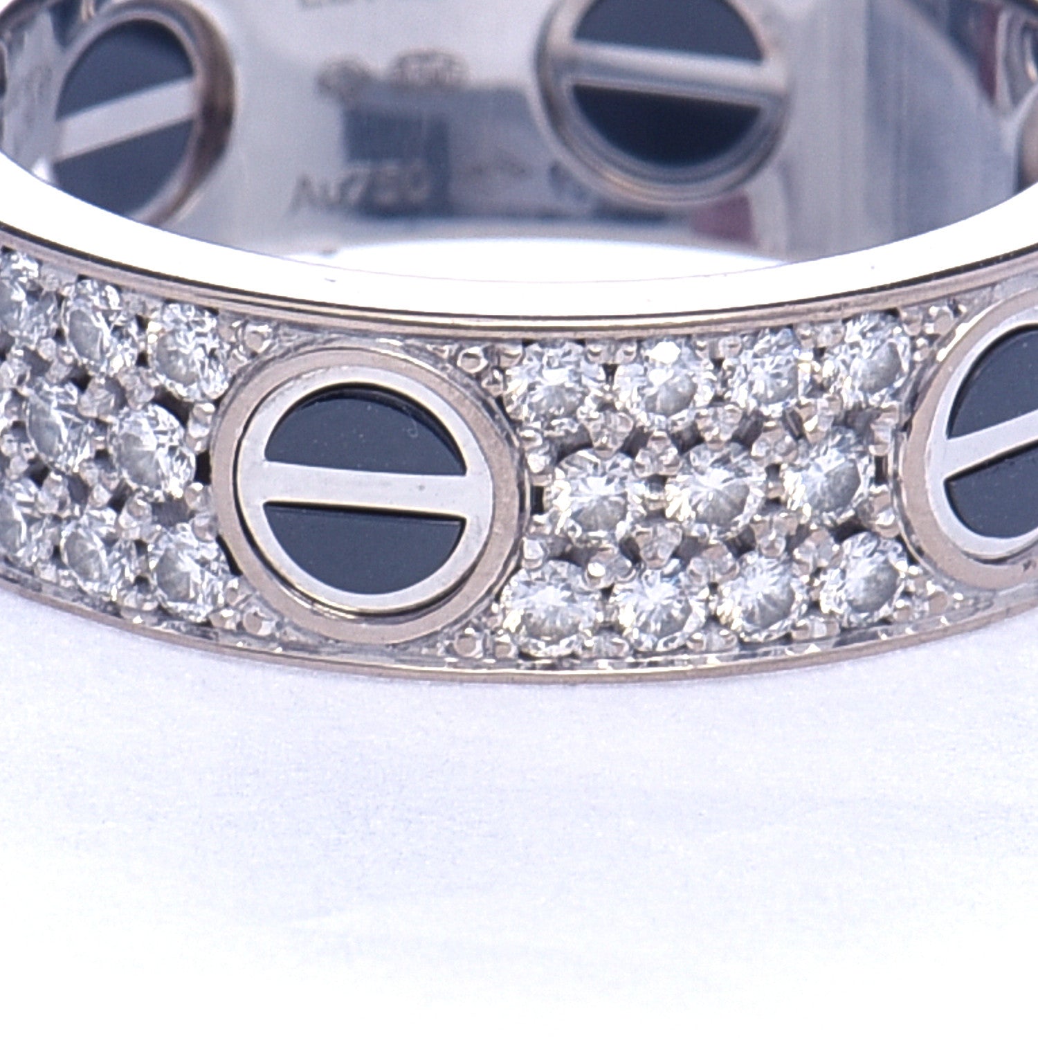 Cartier 18K White Gold Diamond Ceramic LOVE Paved Ring 57 8 5 of 7