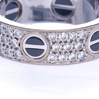 Cartier 18K White Gold Diamond Ceramic LOVE Paved Ring 57 8 5 of 7