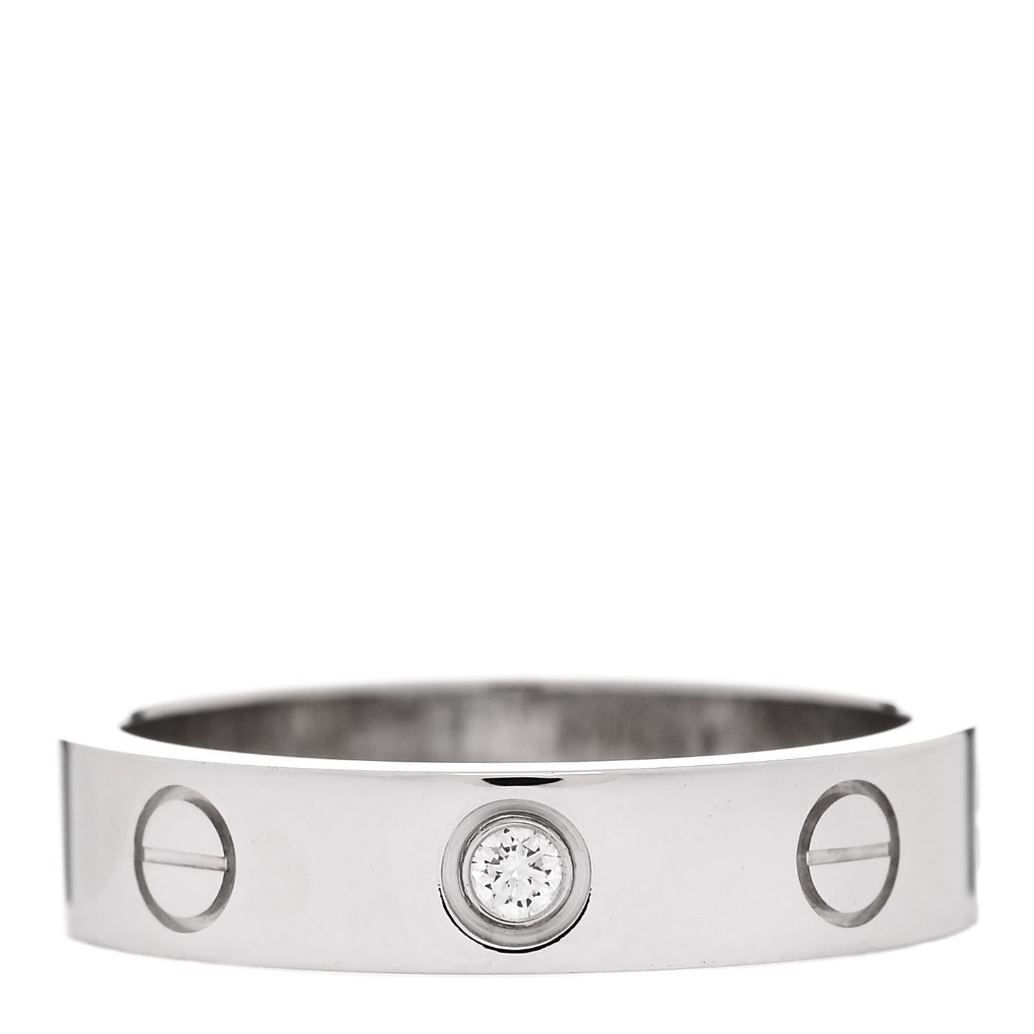 Cartier 18K White Gold Diamond 4mm LOVE Wedding Band Ring 49 4.75 1 of 5