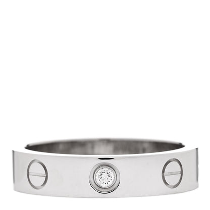 Cartier 18K White Gold Diamond 4mm LOVE Wedding Band Ring 49 4.75 1 of 5