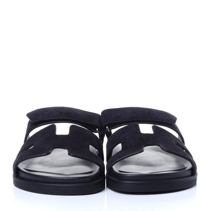 Hermes Suede Womens Chypre Sandals 39.5 Black 2 of 11