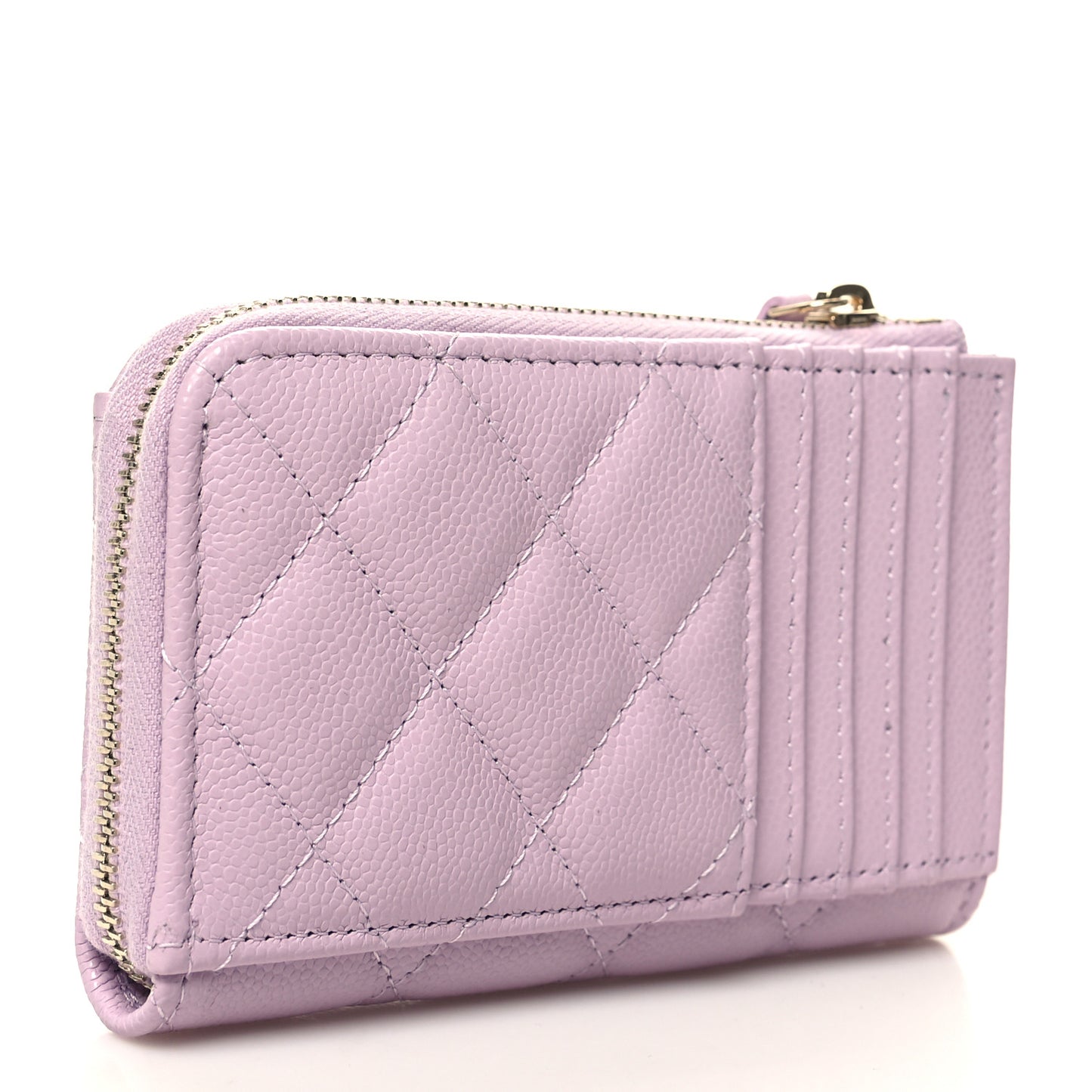 Caviar Quilted CC Zip Around Card Holder Pink
