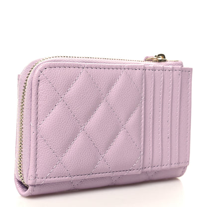 Chanel Caviar Quilted CC Zip Around Card Holder Pink 4 of 9