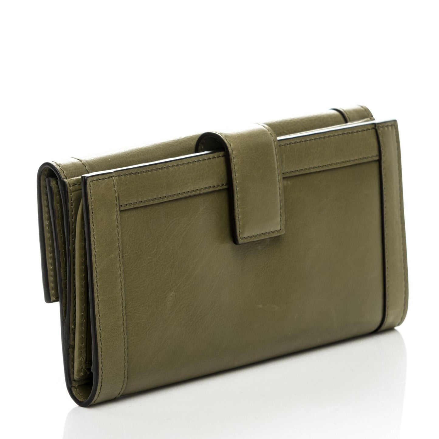 Calfskin Continental Charmy Wallet Green Tea