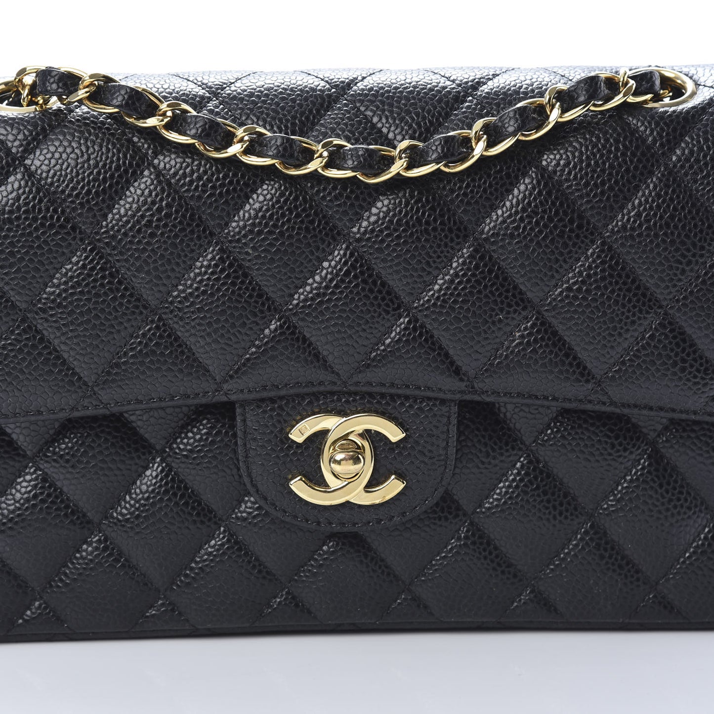 Caviar Quilted Small Double Flap Black