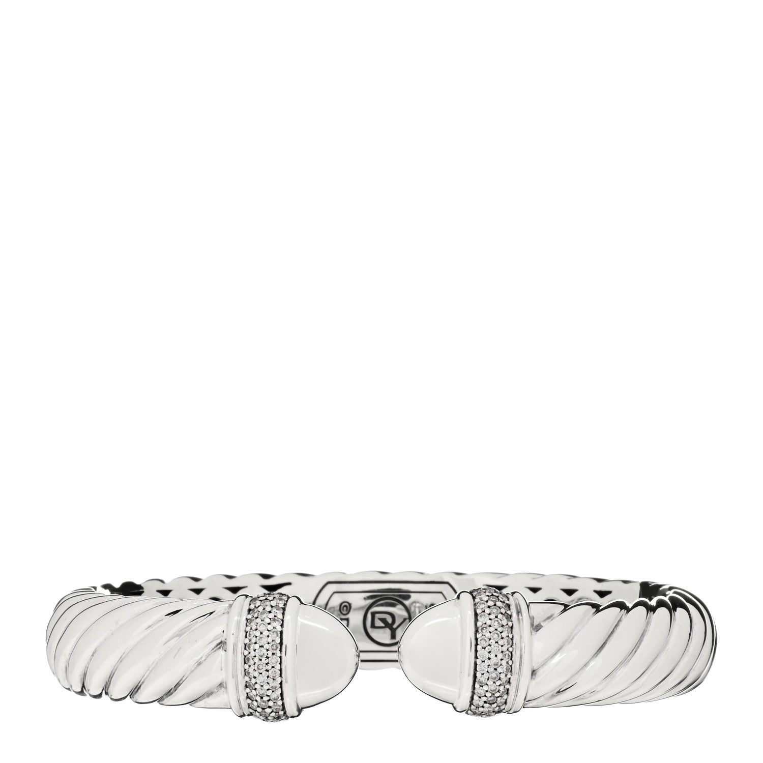 David Yurman Sterling Silver Diamond 10mm Waverly Bracelet 1 of 4